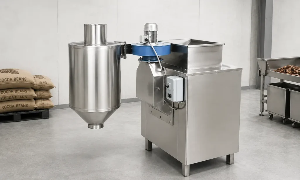 Cocoa bean peeling machine