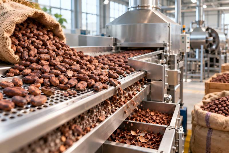 Cocoa Bean Cleaning and Preparation Process