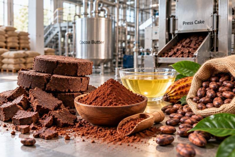 Cocoa Press Cake and Cocoa Butter Processing
